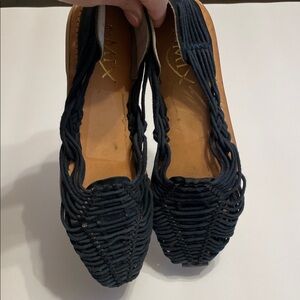 Navy Woven Loafers for Women